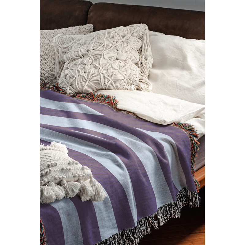 Jeté en mélange de coton Lynch, Mauve / bleu pâle, 60" L x 50" W