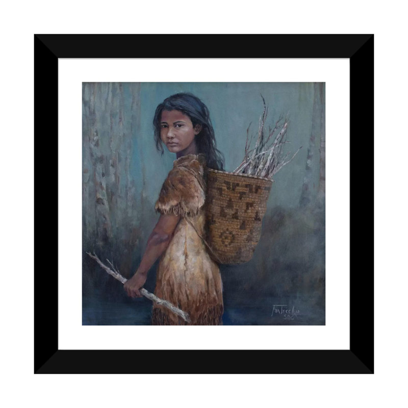 Reproduction d’art « the Kindling collector » par Jan Perley, Papier encadré noir, Blanc, H 16 po x l 16 po x p 1 po