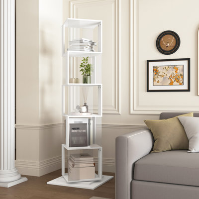 Stylish Rotating Bookshelf - Particle Board Utilized Fits Books, Vases, Coffee Tables Fall Assurance Provided Large Capacity Bookcase With Framework Up Acrylic Sheet Snacks, Alarm Clocks Tipping