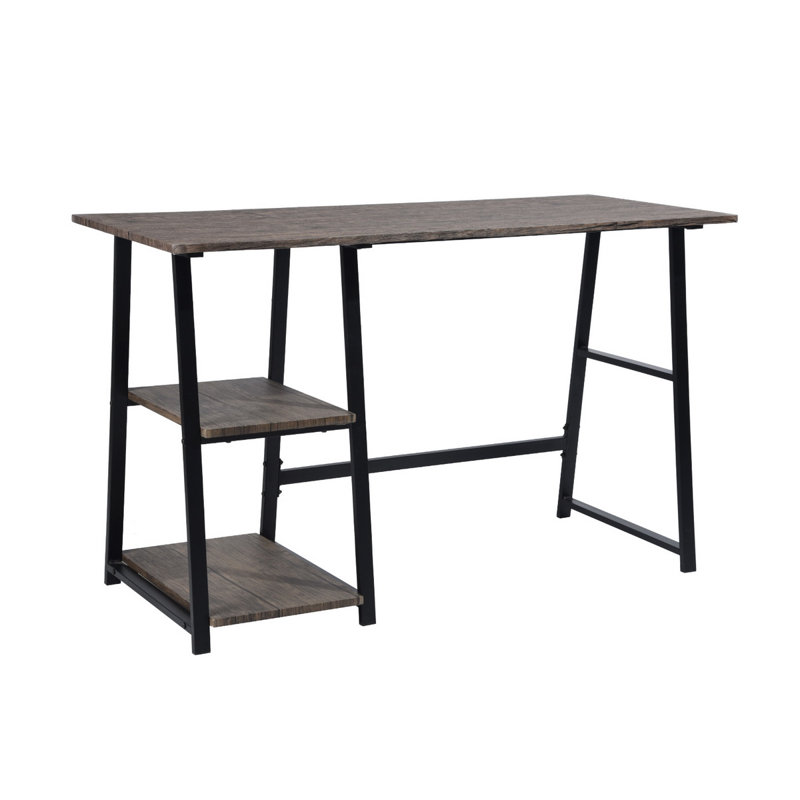 Sadie Metal Base Writing Desk, Walnut, Black