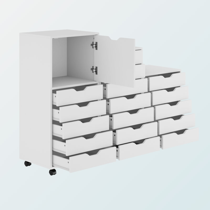 Sutton White Finish 3-Piece Multi-Storage Cabinet Set With Wheels, 41.24'' H X 57.51'' W X 15.69'' D, White