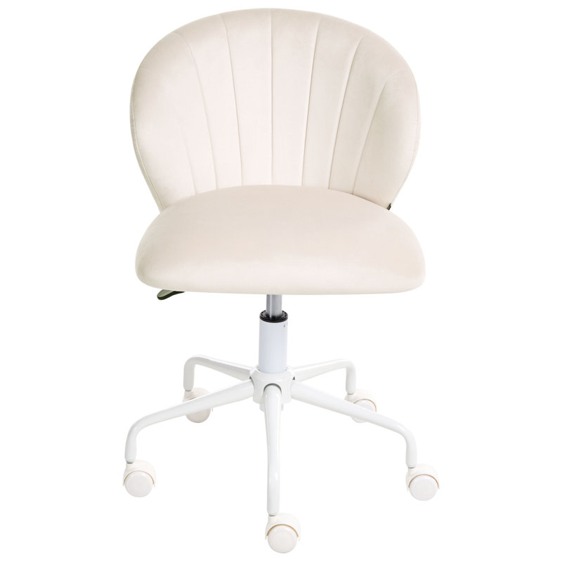 Velvet Office Chair, Off-White