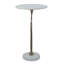 Table ronde dorée de 14 x 14 x 24 po avec plateau en marbre blanc qui rehausse l'atmosphère tropicale dans votre espace de vie, base à piédestal, 18,5 lb, conception latérale requise pour l'assemblage