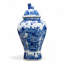 Blue and White Temple Jar with Lid