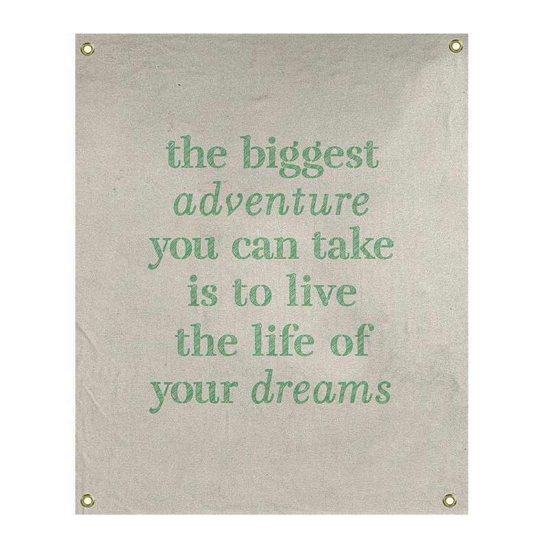 Tapisserie en polyester, le plus grand témoignage de citation adventure, H 36 po x l 26 po, Blanc / Vert