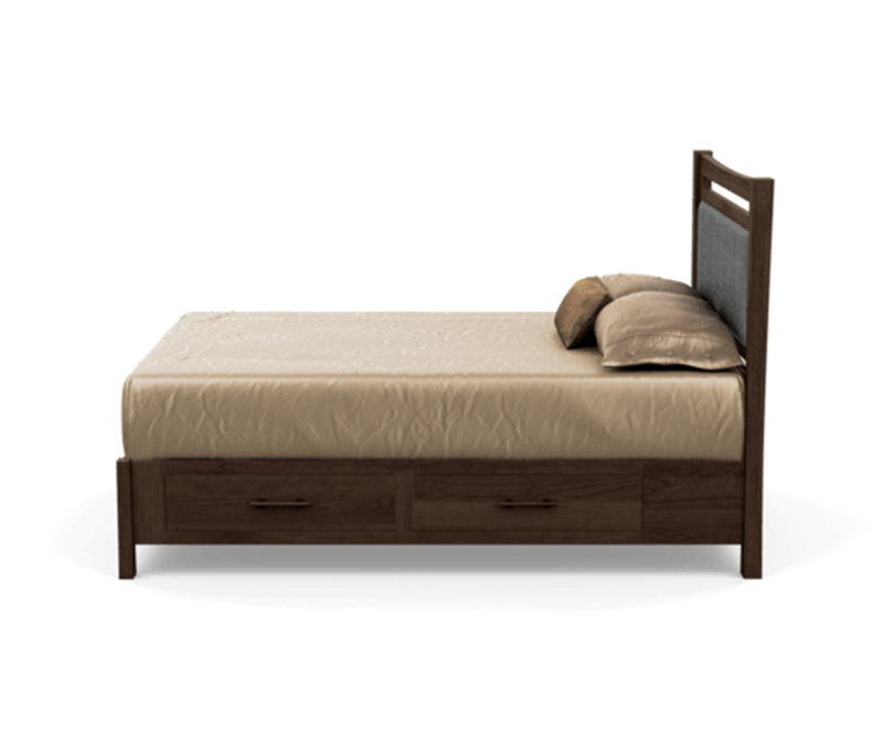 Monterey Upholstered Bed, California King, Smoke Cherry, Slate Fabric