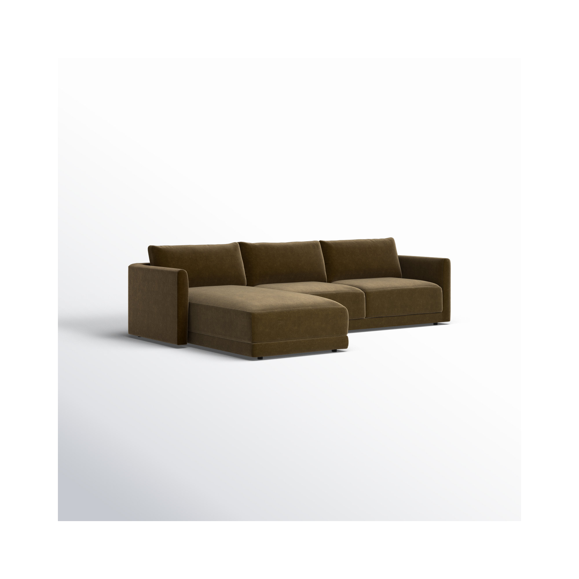 Vervino Upholstered Sectional, Left Hand Facing, Moss Olive Green Performance Chenille