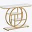Console étroite de 41,3 pouces avec base circulaire, élégants détails blancs et dorés pour un décor industriel moderne-1824660642-1824660643