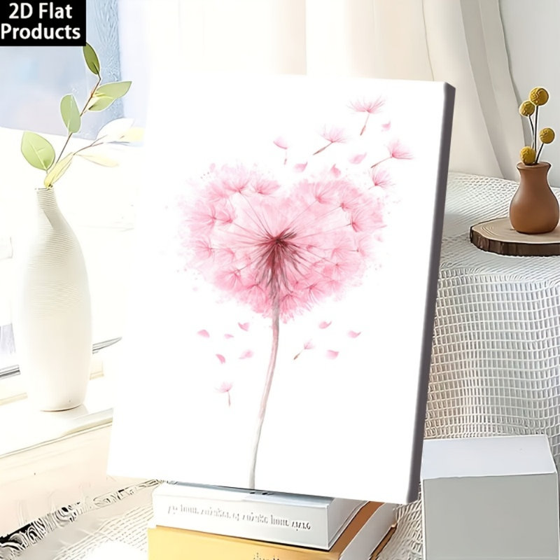 Doux cœur rose pissenlit, reproduction sur toile - Urban Studio, 12 * 8 pouces (30 * 20 * 2cm)