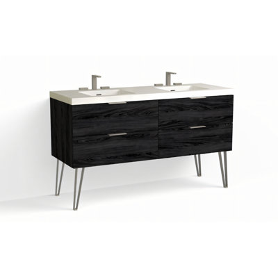 Avila 60" W Freestanding Double Bathroom Vanity with Dawson Leg
