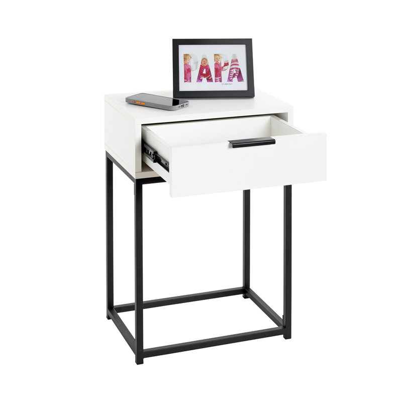 Console End Table with Storage, 60cm H x 40cm W x 28cm D, White