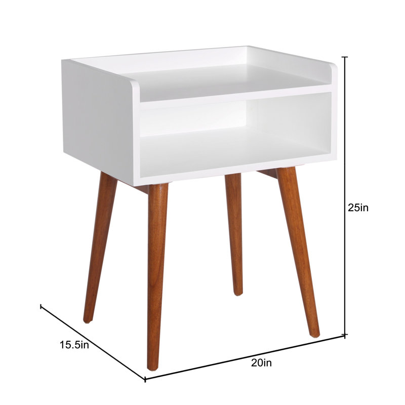 50.8cm W Solid Wood Bedside Table, White