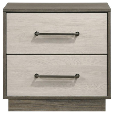 2-Drawer Nightstand Bedside Table Grey Oak