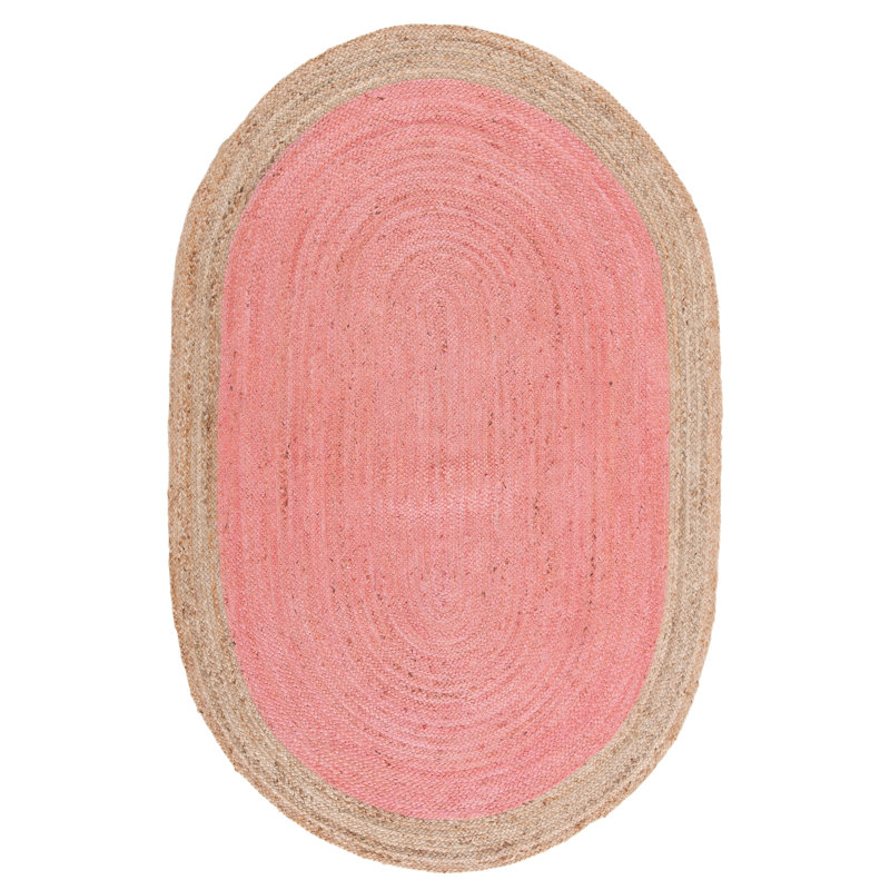 Vicksburg Natural Fiber Hand Woven Jute Chevron Rug, Oval 3' x 5'