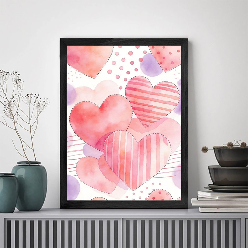 «Black», aquarelle encadrée d'amour, H 25 po x l 17 po