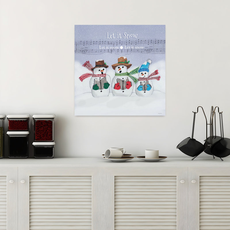 Art contemporain «Let It Snow Snowmen with Winter Snowmen» contemporain, H 18 po x l 18 po