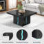 31.5'' Square Coffee Table,High Gloss Minimalist Design with LED Lights ,Living Room Table