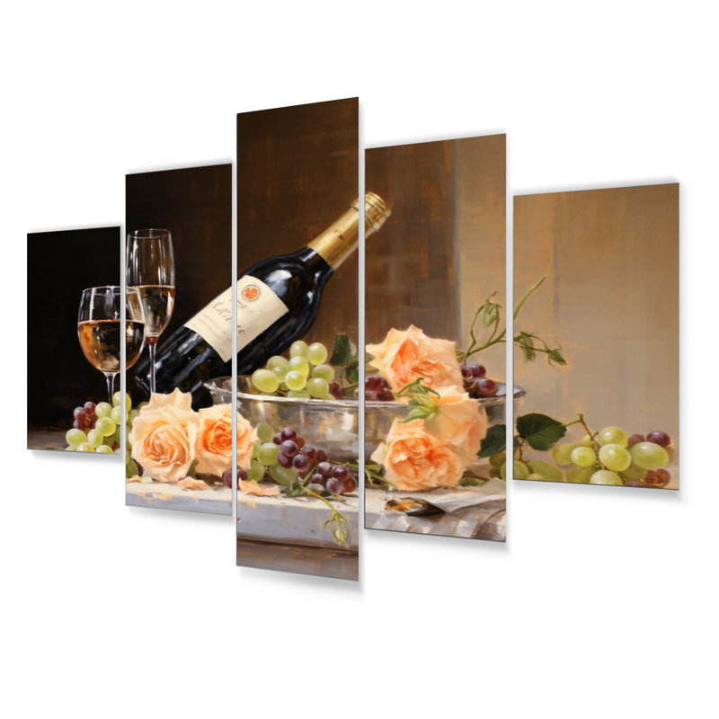 Célébration du vin blanc I 5 pièces, Unframed Metal