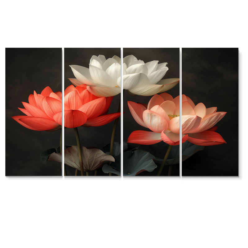 Cowger - lot d'art mural lotus, H 32 po x l 64 po