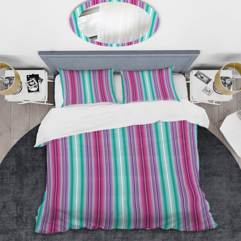 Ensemble de housse de couette en microfibre rose / turquoise 3 pièces, Housse de couette pour très grand lit et 2 très