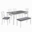Ensemble de salle à manger de cuisine 6 pièces, table de salle à manger rectangulaire en bois avec 4 chaises rembourrées et un banc, ensemble de table de salle à manger pour 6 personnes, salon et cuisine, gris et blanc deux tons