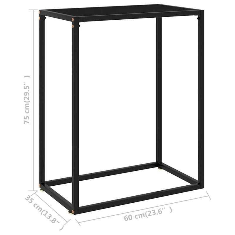 Console en verre trempé, Noir, H 29,53 po x l 39,37 po x P 13,78 po