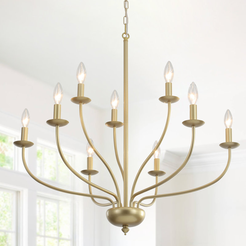 Ottuso 9 - Light  2-Tier 30 inch Candle Style Classic / Traditional Chandelier with Candle-Shaped E12 Sockets for Entryway, Dining room, Kitchen