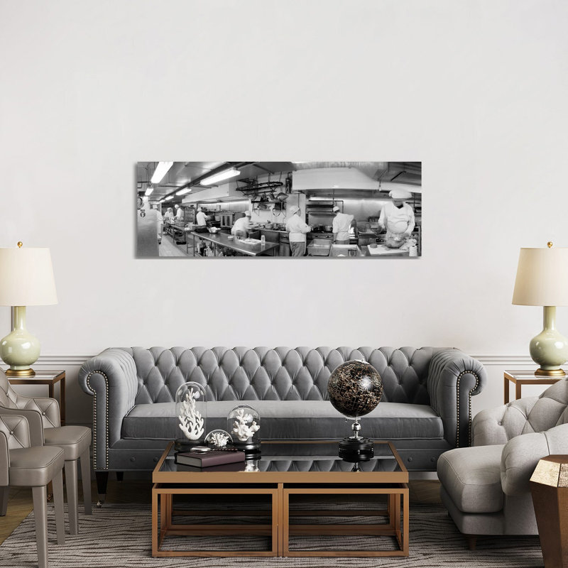 Chefs In Kitchen 1 Piece Wrapped Canvas Panoramic Wall Art, 152.4 cm H x 50.8 cm W x 1.91 cm D