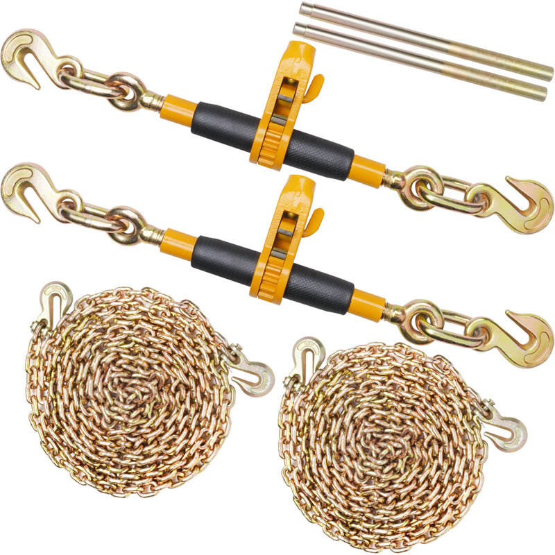 Ratchet Chain Binder, 5/16"-3/8" Heavy Duty Load Binders, with G80 Chains 7100 lbs Secure Load Limit