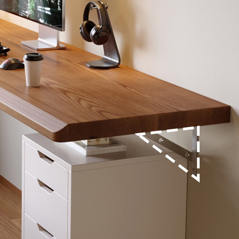 Burlywood Rectangular Solid Wood Floating Desk, 1.77"H*55.12"W*19.69"D