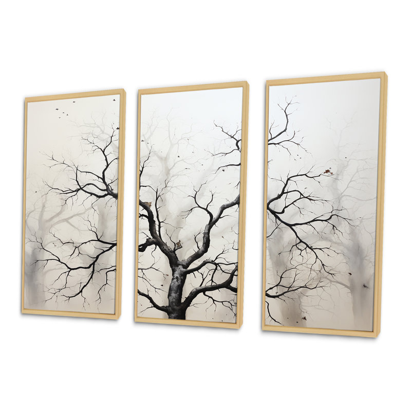 Ensemble de décorations murales érable blanc et gris minimalisme blanc et gris, Cadre naturel flottant