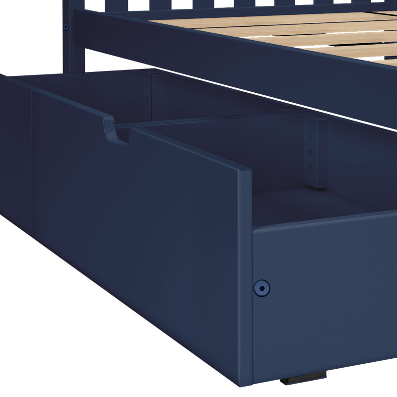 Lit superposé standard en bois massif Absecon, Bleu