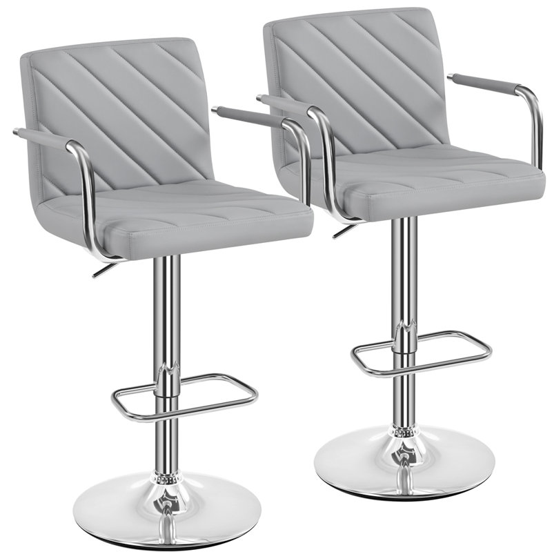 Height Adjustable Swivel Bar Stool , Light Grey, Yes