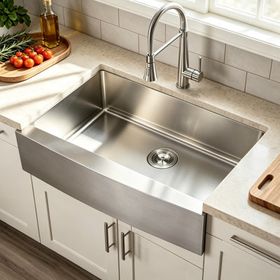 33x21 Apron Front Kitchen Sink with 9 Inch Deep 16 gauge Commercial Single Bowl Farm Sink