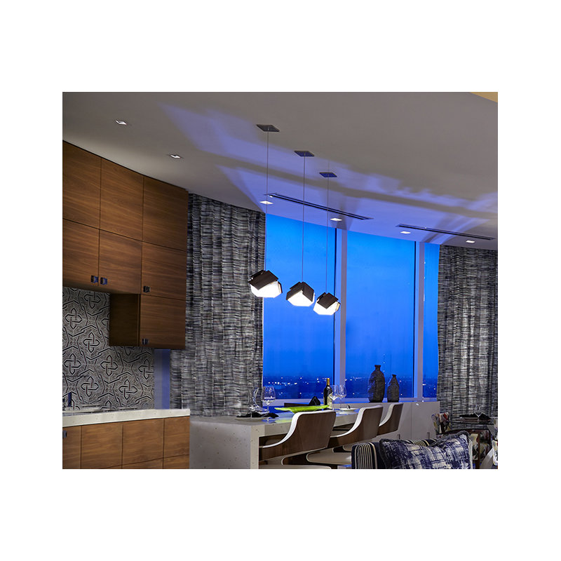 Mica 1 - Light LED Pendant, Dark Stained Walnut, 3500K (Cool)
