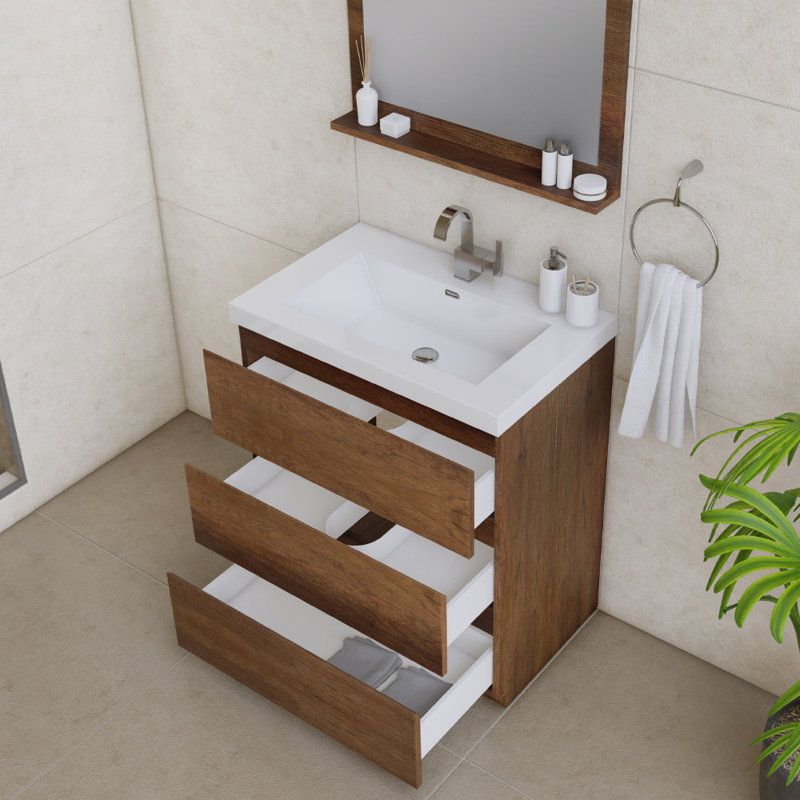 Ensemble de meuble-lavabo simple 30 po Arjina, Palissandre