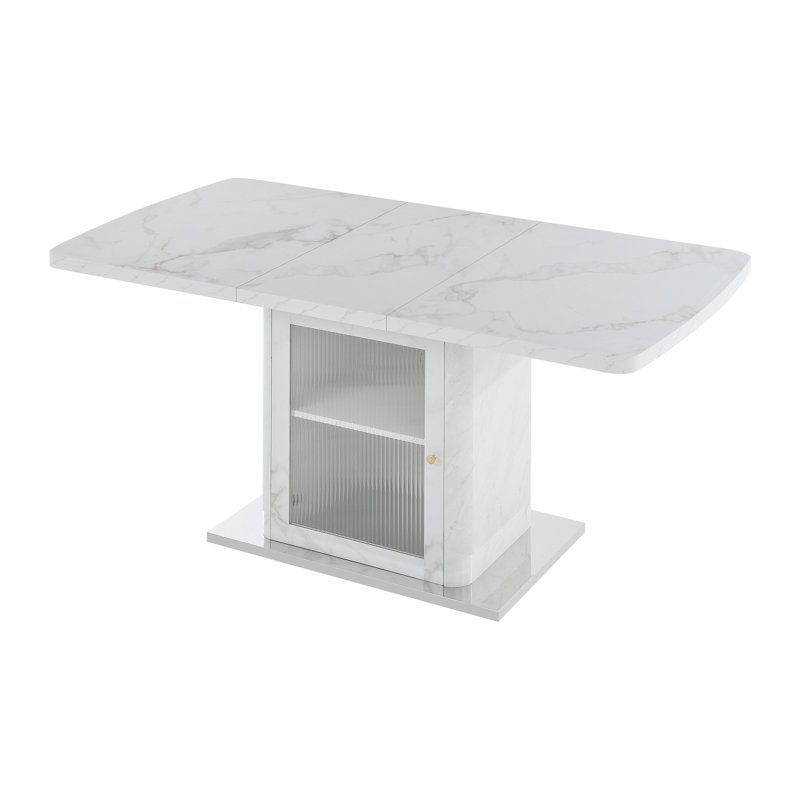47.24"-63"Modern Rectangle Dining Table(Only Table), White