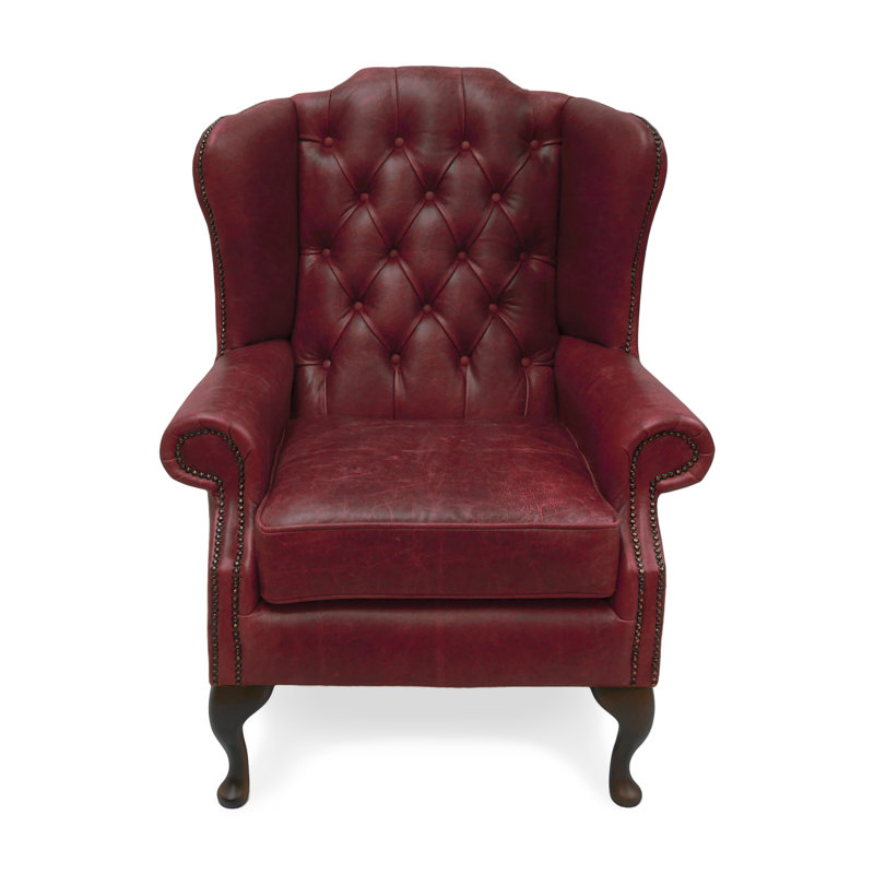 Hohman Upholstered Armchair with Footstool, Red