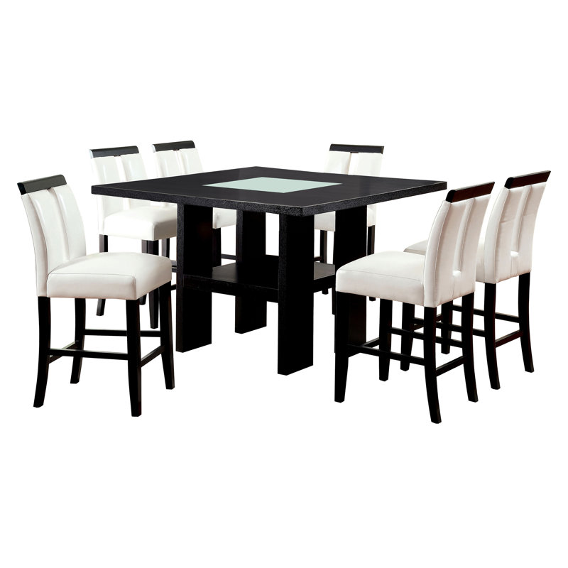 Ensemble de table de salle à manger 7 pièces à hauteur de comptoir Babli, 7 pièces : table, 6 chaises