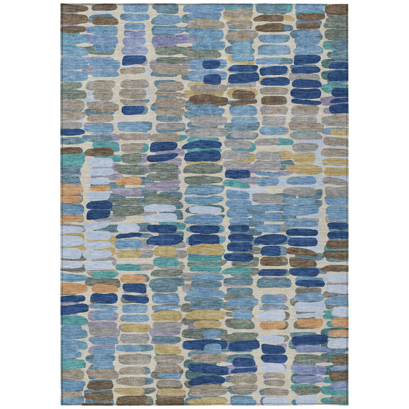 Machine Washable Indoor/Outdoor Chantille ACN2349 Abstract Rug, Rectangle 5' x 7'6"