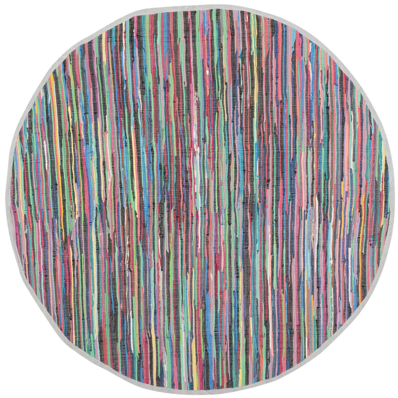 Mireia Rug Hand Woven Cotton Striped Rug, Round 8'