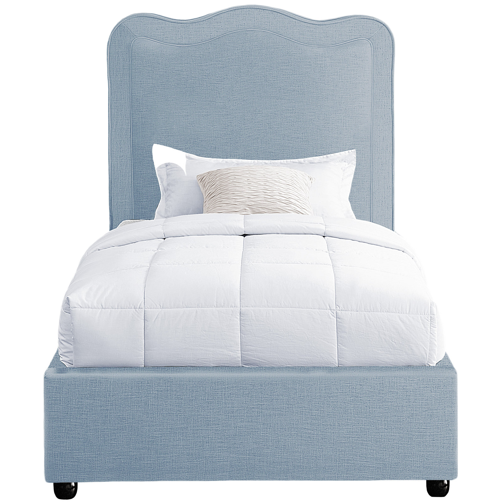 Felix Linen Upholstered Bed, Twin, Light Blue Performance Linen