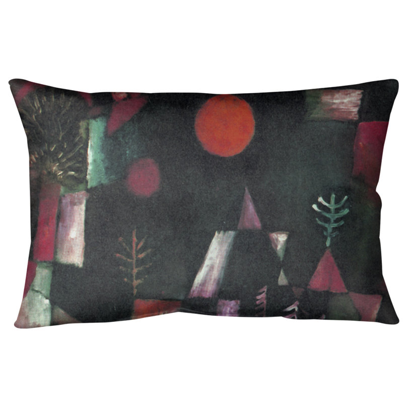 Coussin lombaire full moon, Rouge, Simili suède