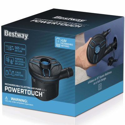 Bestway Power Touch Rechargeable Electric Air Pump: Maximum Airflow for Quickly Inflating All Inflatable Items with its Large Air Chamber and Compact