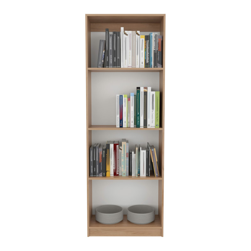 Bibliothèque avec tablettes spacieuses, (4 tablettes) H 71,1 po x l 24,7 po x P 11,7 po, Bois naturel