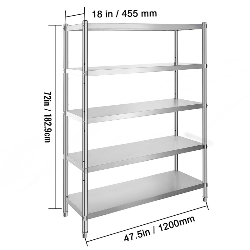 Étagère de rangement réglable à 4 niveaux, étagère en acier inoxydable