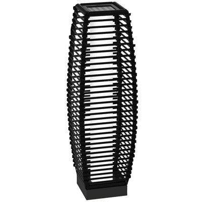 26.75" Solar Rattan Floor Lamp, Ip44 Waterproof Outdoor Led Pathway Light With Auto On/off For Yard Lawn Porch Patio