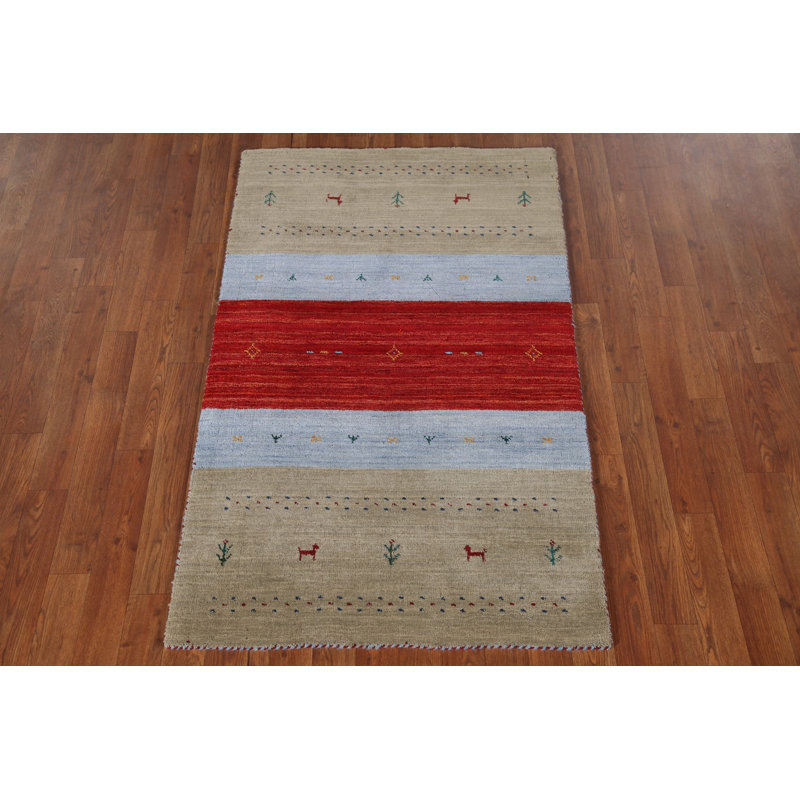 Tapis rayé en laine Gabbeh 3x5