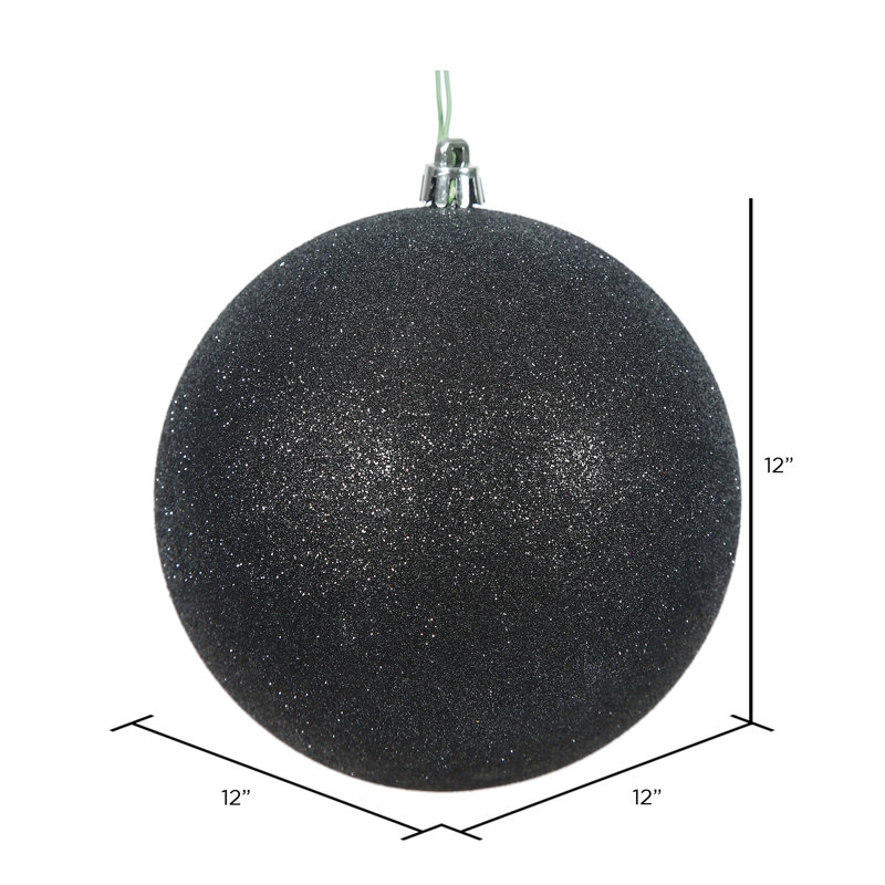 Holiday Décor Ball Ornament, 12", Black Glitter