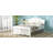 Full Size Wood Platform Bed with Headboard, White